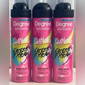 Degree Advanced Greek Freak Cool Rush Dry Spray 3.8oz (Pack of 3)